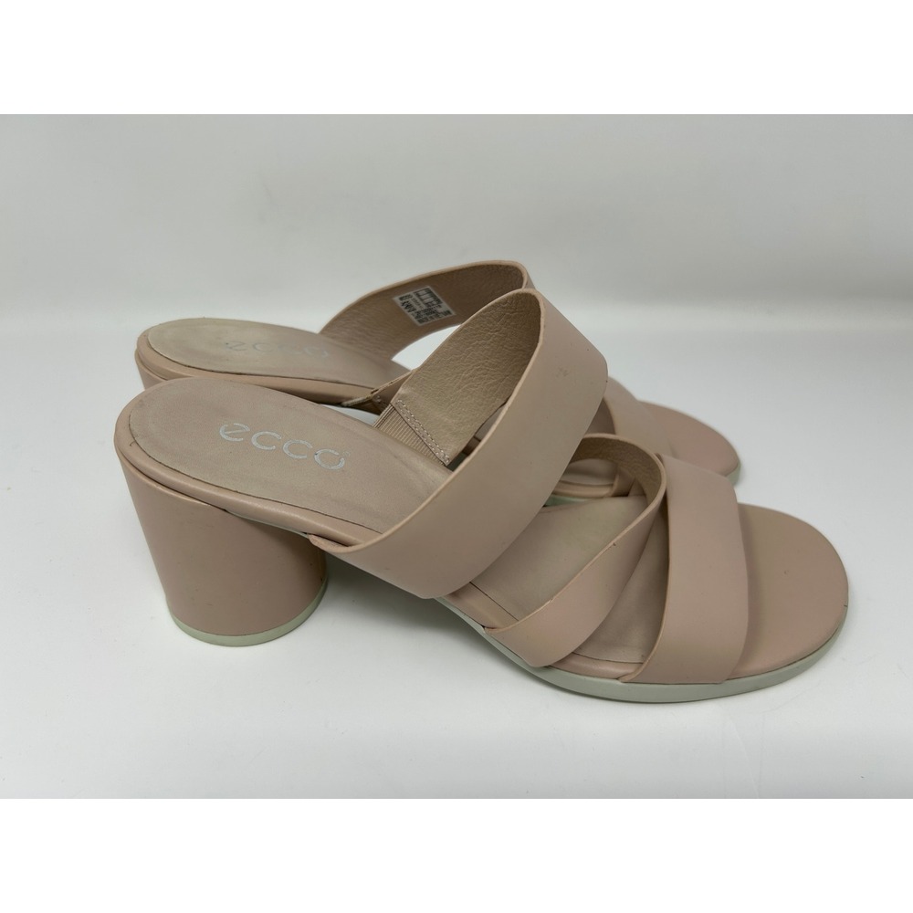 ECCO Shape 35 Women Block Sandal Nude Beige Leather Multi Strap Slide EU 40 US 9 - Picture 3 of 9